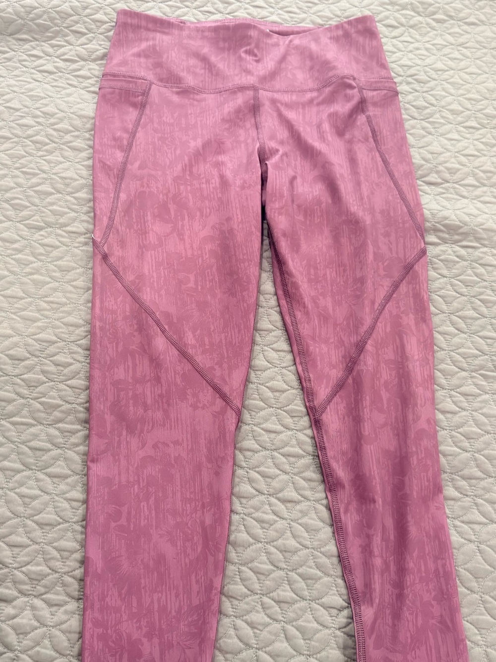 High-Waist Pink Leggings with Subtle Print